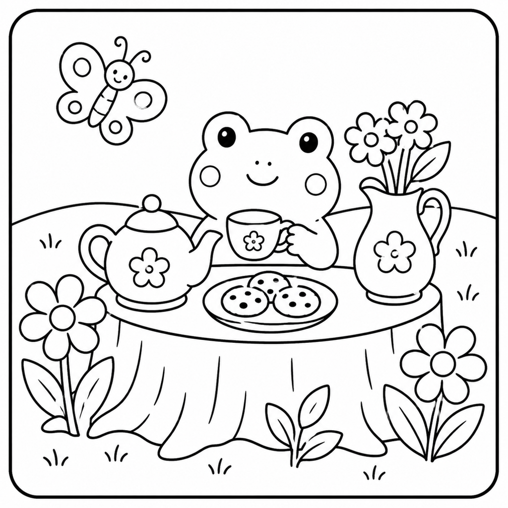 Cozy Frog Days Coloring Book – 30 Printable Pages (Digital PDF